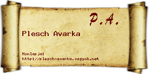 Plesch Avarka névjegykártya